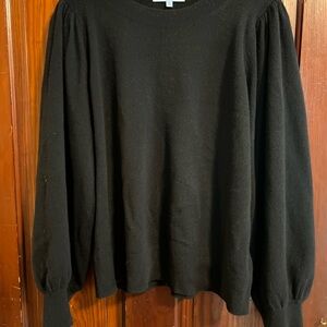 Antonio Melani Lisa Puff Sleeve Crew Neck Cashmere Sweater - Black XL
